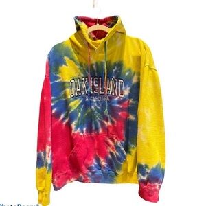 Neon tie-dyed state logo Hoodie Sweatshirt XL
